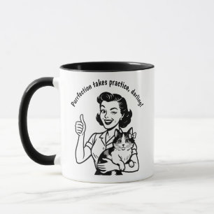 Retro Calico Cat 50er Spaß Geschenk Tasse