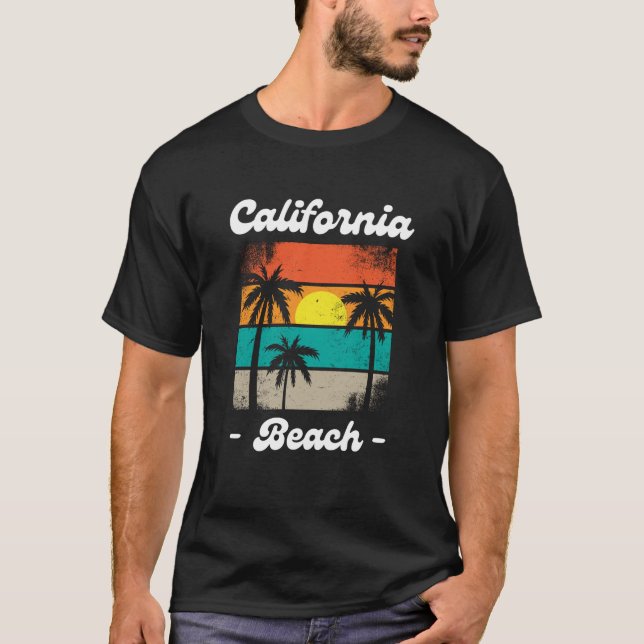 Retro California Beach Sunset Art T-Shirt (Vorderseite)