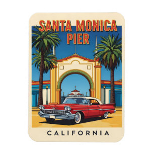 Retro California Dream Santa Monica Pier Magnet