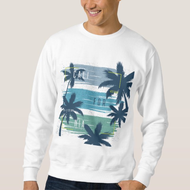 Retro California Palm Tree - Beach Sunset Ästhetik Sweatshirt (Vorderseite)