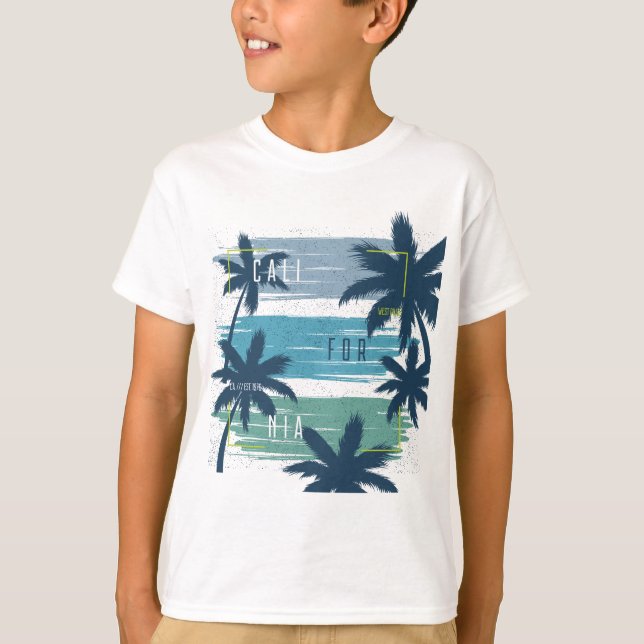 Retro California Palm Tree - Beach Sunset Ästhetik T-Shirt (Vorderseite)