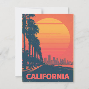 Retro California Palm Trees Sunset Postkarte
