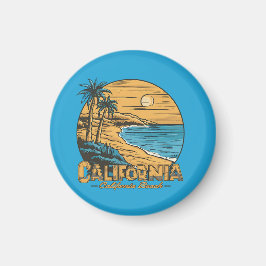 Retro California Sunset Beach Scene Magnet