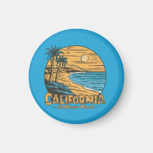 Retro California Sunset Beach Scene Magnet (Vorne)
