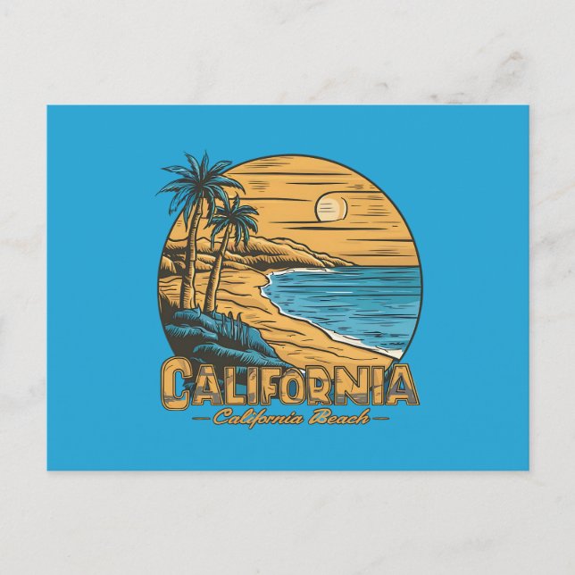 Retro California Sunset Beach Scene Postkarte (Vorderseite)