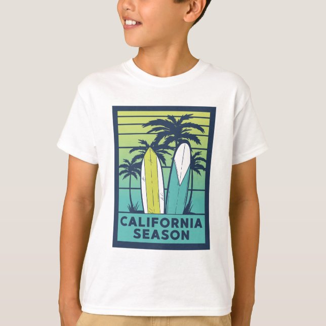 Retro California Surfboards Kunst - Sommer Küste T-Shirt (Vorderseite)