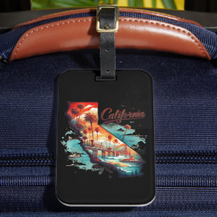 Retro California USA Map Travel Souvenir Gepäckanhänger