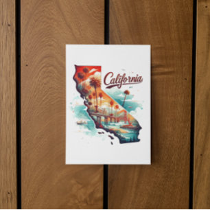 Retro California USA Map Travel Souvenir Postkarte