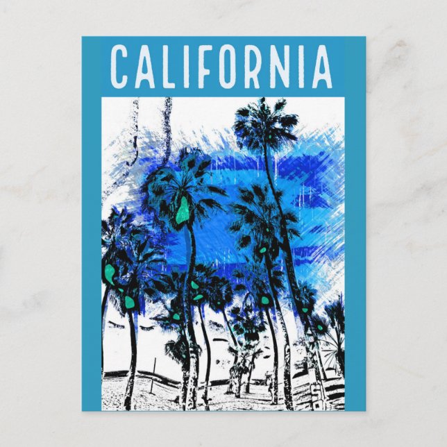 Retro California Vintage Travel Poster Postkarte (Vorderseite)
