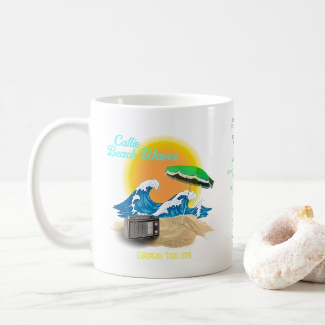 Retro Callie Beach Waves Template Band Tour Kaffeetasse (Mit Donut)