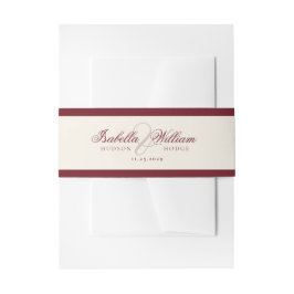 Retro Calligraphy Deep Red Classic Wedding Einladungsbanderole