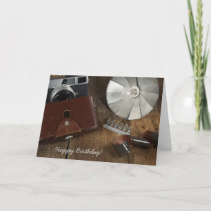 Retro Camera Equipment for Birthday Karte