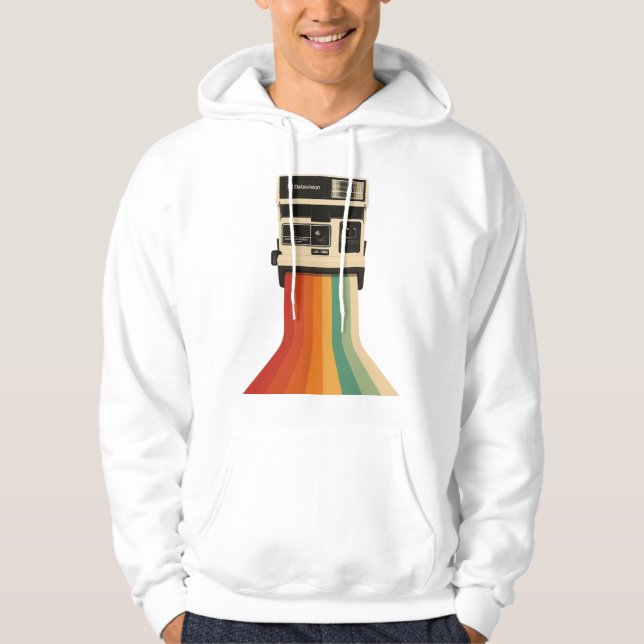 Retro Camera with Rainbow Print Hoodie (Vorderseite)