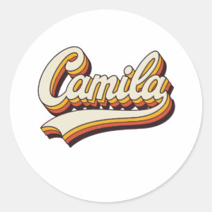 Retro Camila Name 70er Jahre Vintage Design Tote B Runder Aufkleber