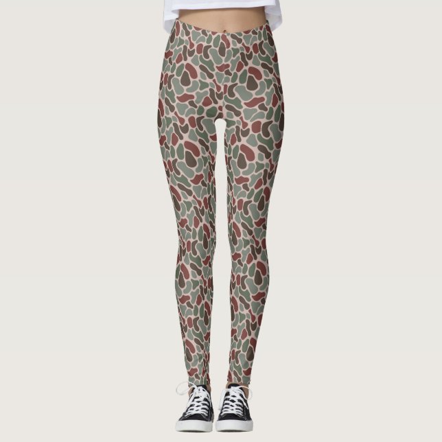Retro Camo (rot grün) Leggings (Vorderseite)