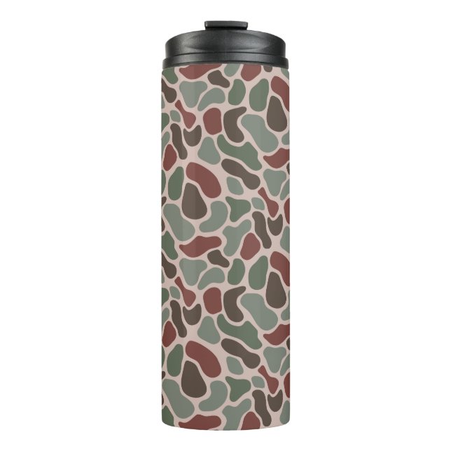 Retro Camo (rot grün) Thermosbecher (Vorderseite)