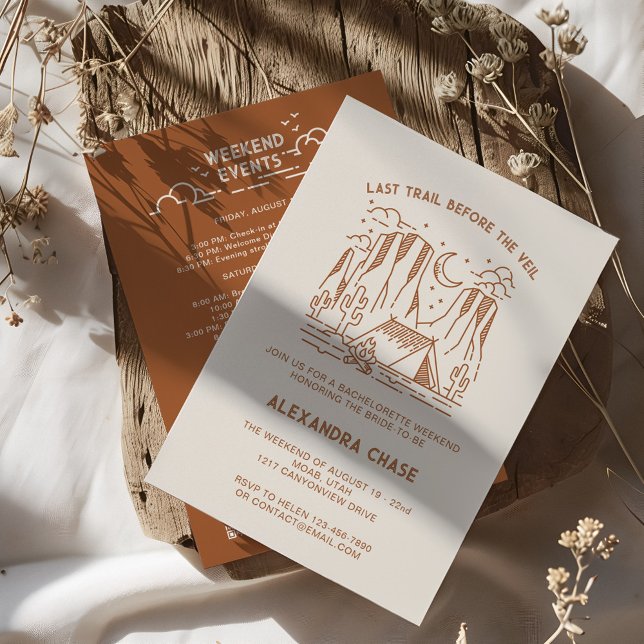 Retro Camp Bachelorette Ausflugswoche Einladung (Retro Camp Bachelorette Itinerary Weekend Invitation)