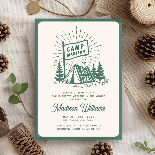 Retro Camp Bachelorette Girls Glamping Wochenende Einladung (Von Creator hochgeladen)