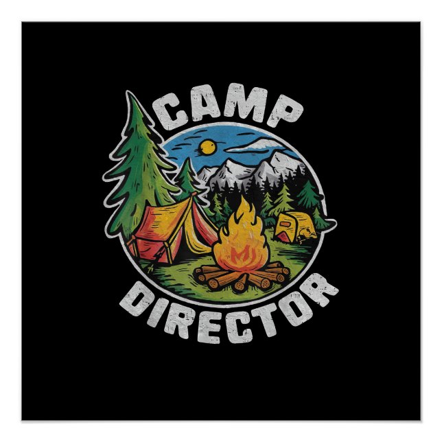 Retro-Camp-Leiter Camping-Sommercamp Lustiges Camp Poster (Vorderseite)