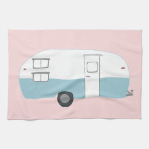 Retro-Camper-Anhänger rosa Küchenhandtuch Geschirrtuch