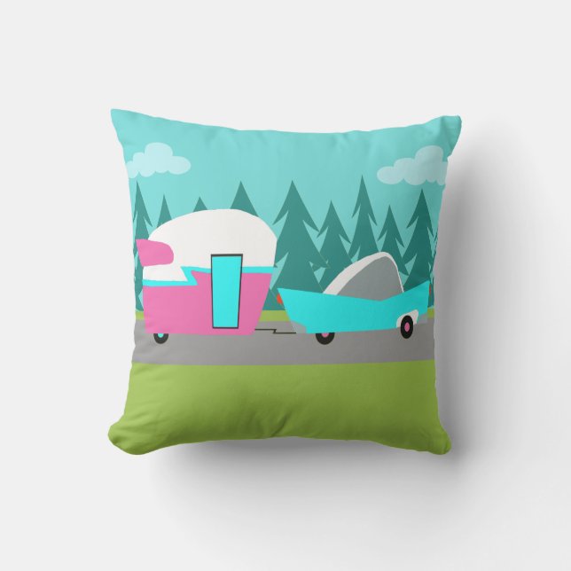 Retro Camper-/Anhänger-und Auto-Kissen im Freien Kissen Für Draußen (Vorderseite)