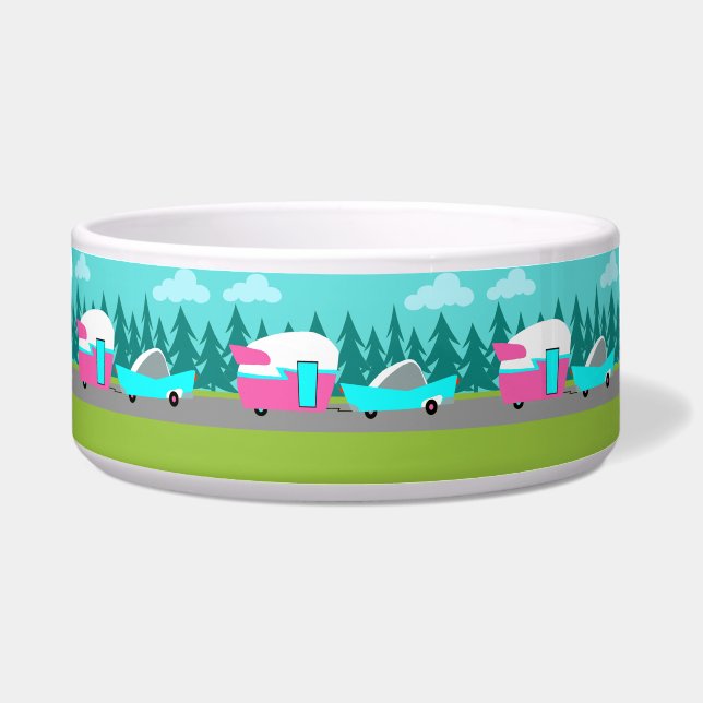 Retro Camper/Anhänger und Auto Pet Schüssel (Vorderseite)