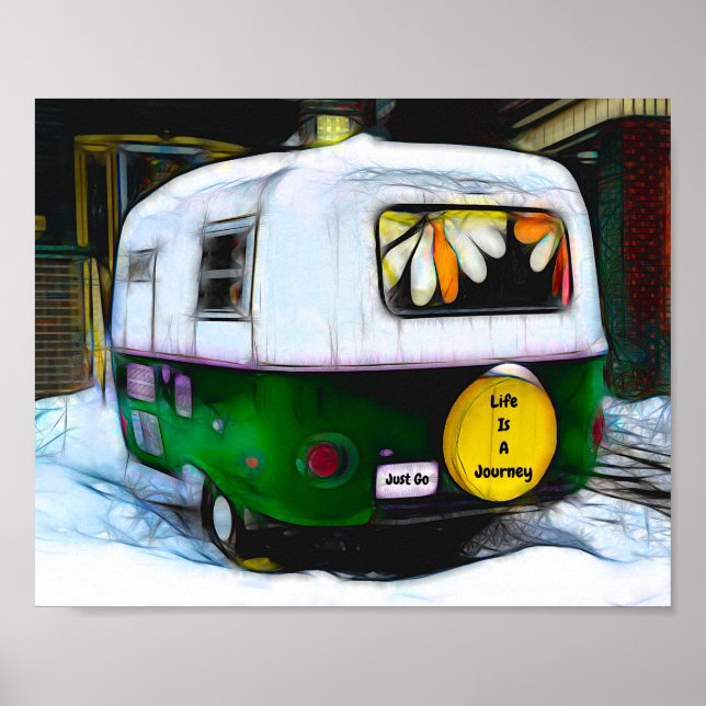 Retro Camper Hippie Life ist eine Reise zu gehen Poster (Vorne)