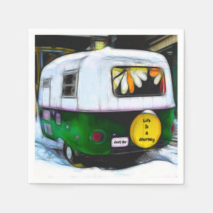 Retro Camper Hippie Life ist eine Reise zu gehen Serviette