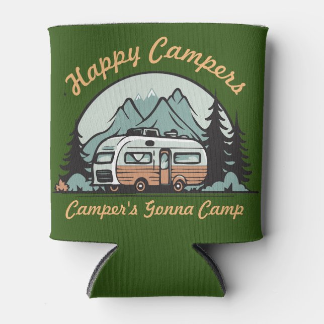 Retro Camper Illustration Camping kann kühler Dosenkühler (Vorderseite)