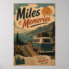 Retro-Camper-Küstenstraßen-Trip-Erinnerungen-Dekor Poster