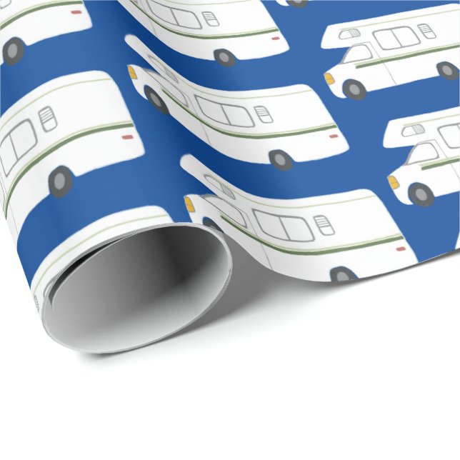 Retro Camper Motorhome blaues Packpapier (Rolleneckpunkt)