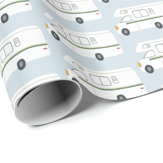 Retro Camper Motorhome blaues Packpapier (Rolleneckpunkt)