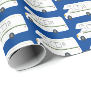 Retro Camper Motorhome blaues Verpackungspapier Geschenkpapier