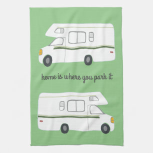 Retro Camper Motorhome RV Vanlife Grün Geschirrtuch