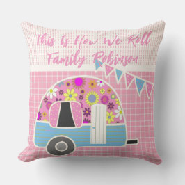 Retro Camper Pink Blue Personalisiert Kissen