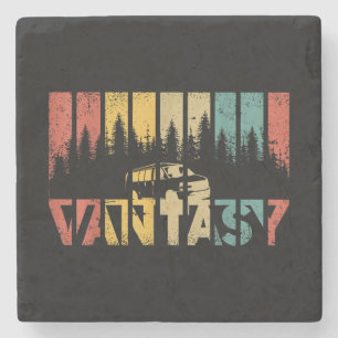 Retro-Camper-Van-Leben - Vintage Vanlife Steinuntersetzer