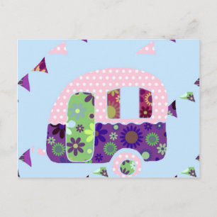 Retro-Camper Vintage-Wohnwagen Shabby-Chic Postkarte