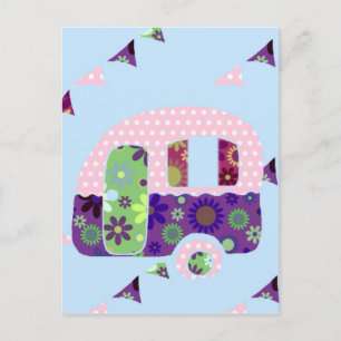 Retro-Camper Vintage-Wohnwagen Shabby-Chic Postkarte