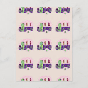 Retro Camper Vintager Wohnwagen schabbychisch Postkarte