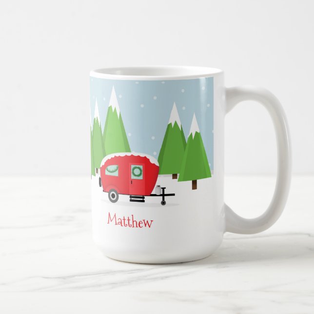 Retro Camper Weihnachten Kaffeetasse (Rechts)