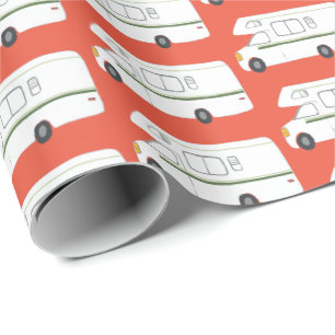 Retro-Camper-Wohnmobil-RV-rotes Geschenkpapier