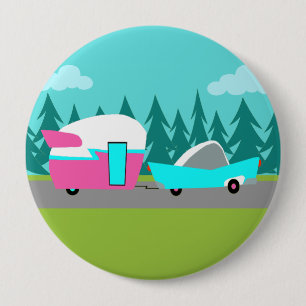 Retro-Camper / Wohnwagen und Auto-Button Button