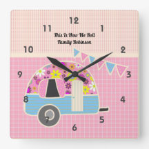 Retro-Campervan Pink Blau Hipster Shabby Chic