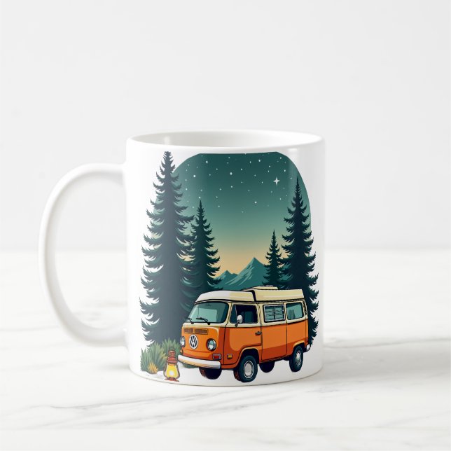 Retro-Camping-Abenteuer Van Life Wald-Explorer O Kaffeetasse (Links)
