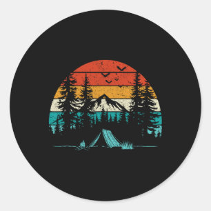 Retro-Camping-Abenteuer Wanderlust Natur Im Freien Runder Aufkleber