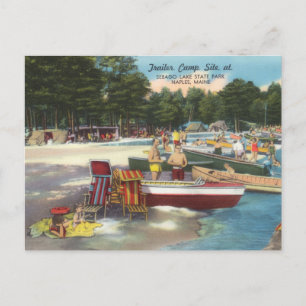 Retro Camping am Sebago Lake Travel Postkarte