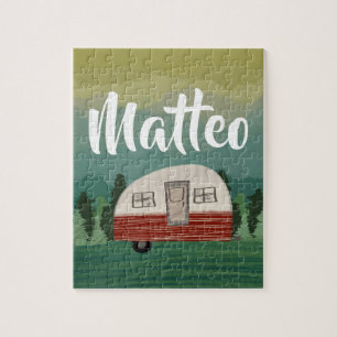 Retro-Camping-Berggrün Puzzle