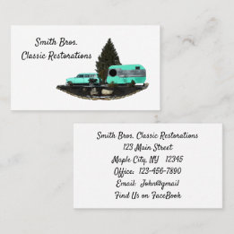 Retro Camping Car Trailer Business Cards Visitenkarte