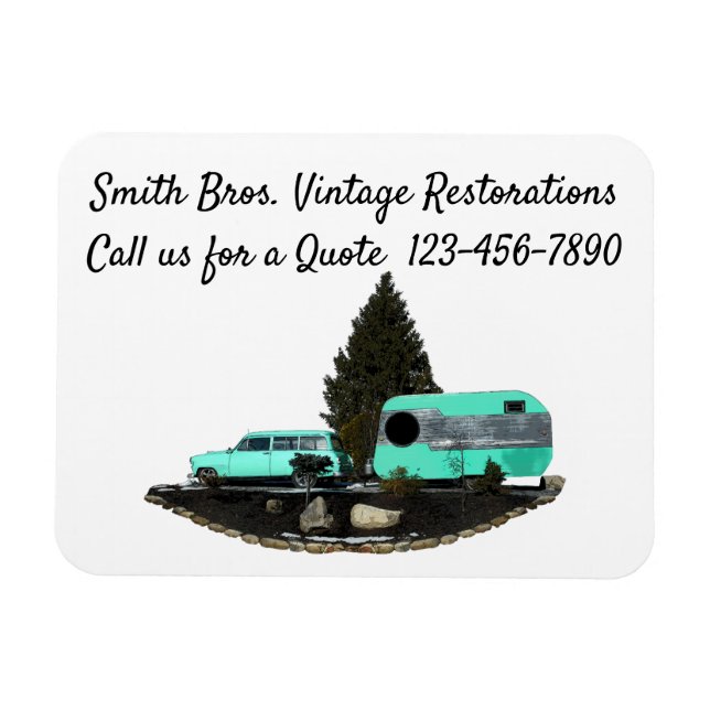 Retro Camping Car Trailer Flexibles Foto Magnet (Horizontal)