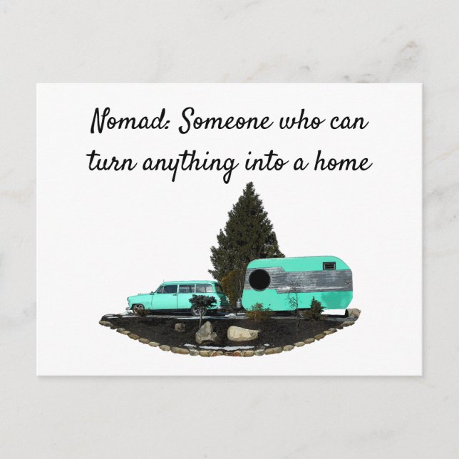 Retro Camping Car Trailer Postkarte (Vorderseite)